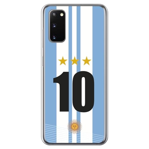 Personalaizer Coque en silicone TPU souple transparente pour Samsung Galaxy S20 Motif Football Argentine Numéro 10