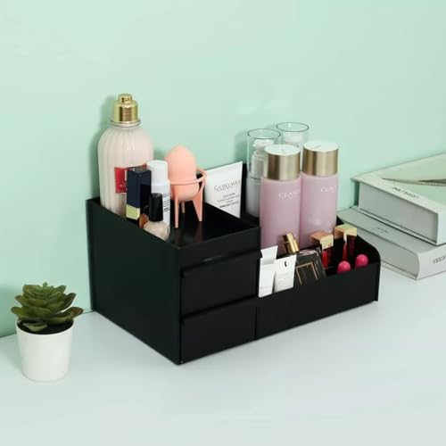 Organizador de Mesa Escritório e Porta Maquiagem Preto