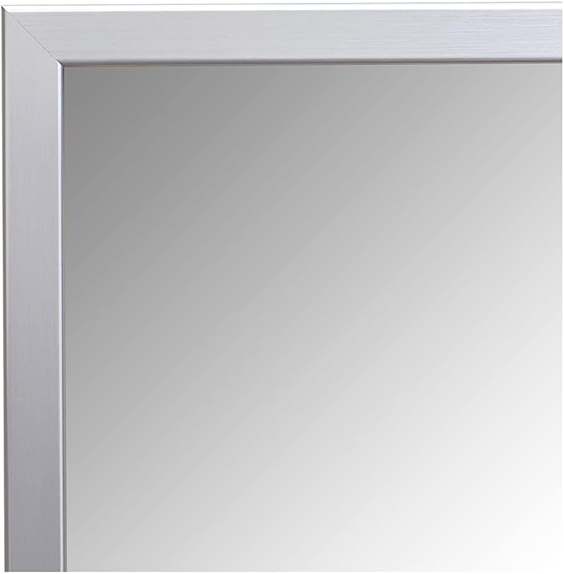 Buy-Rite Alexa Full-Length Salon Mirror - 28”W x 60”H Wall-Mounted Mirror with Brushed Chrome Wood Frame, Foil-Wrapped MDF, Ships Fully Assembled, Compatible with Styling Stations - PFW-2860-701
