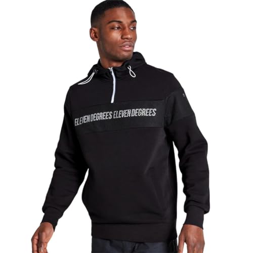 11 Degrees Sudadera con Capucha DE Malla Y Cremallera CUARTA - Negro (XL)