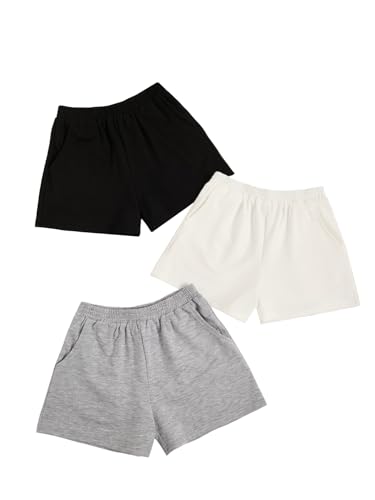 Image of SOLY HUX Girls 3 Packs Sweat Shorts Elastic Waist Casual Summer SweatShorts Teen Apparel