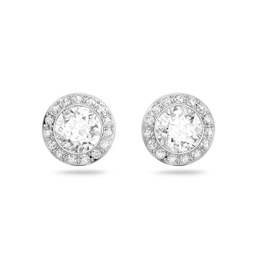 SWAROVSKI Women's Angelic Stud Pierced Earrings, Rhodium Finish, Clear White Crystal