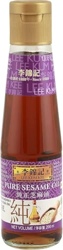Lee Kum Kee Sesame Oil Edible Vegetable Oil Flavor Enhancer Aromatic Taste Slightly Coarse Texture Thick & Delicious No Added Color & Flavor Natural & pure - 207 ml