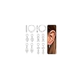 Florideco Silver Plated Huggie Earrings and Charm Set for Women,Hypoallergenic Hoop Dangle Earrings,Mix and Match Earring Pack,Dainty Huggie Hoop Earrings for Multiple Piercing Pearl-S