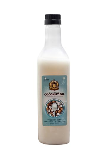 Image of Sarv Matrikaa 100% Pure Wood-Pressed Coconut Oil - 1 Litre | Cold Pressed & Natural - No Preservatives - For Hair, Skin & Cooking - Virgin Grade