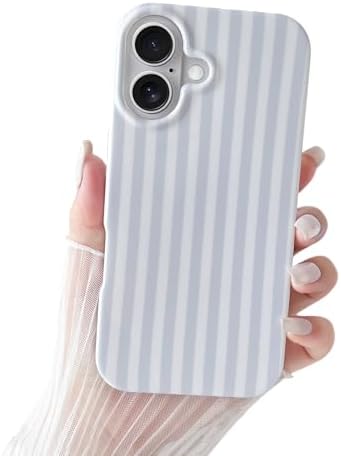 SmoBea Kompatibel mit iPhone 17 Hülle, Süßes Striped Handyhülle, Weiches TPU, Schlanke, Stoßfeste Telefonabdeckung für Frauen und Mädchen, Schön und Stilvoll, Blau