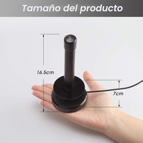 Miniatura 5 de August Dta250 Antena Tv Interior Tdt Digital Portátil Hd Potente, España Portugal Dvb-T T2 Uhf Vhf Alta Ganancia Magnética Pequeña Casa Caravana Cable 2 Metros - Negro