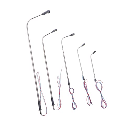 Kisangel Glowing Street Light Model 5pcs Miniature Led Lamps 110mm 80mm 55mm 40mm Landscape Microscopic Model Steel Tube DIY Railway Layout