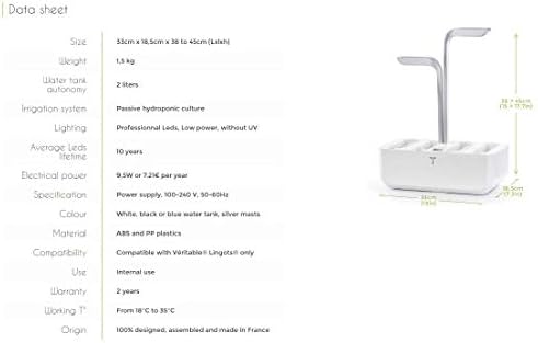 Véritable® SMART Arctic White - Technologia ADAPT 'LIGHT - Wewnętrzny ogród warzywny Made in France - - Inteligentny ogród autonomiczny dostarczany z 4 wkładami roślinnymi Lingots®