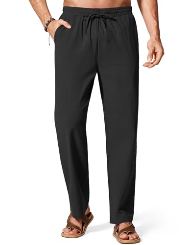 COOFANDY Men Casual Linen Pants Beach Summer Lightweight Pant