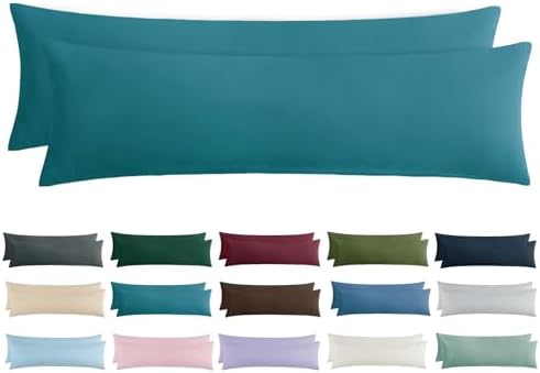 Aisbo Kissenbezug 40x145 Türkis 2er Set - Seitenschläferkissen Bezug 40 x 145 Türkis mit Reißverschluss aus Mikrofaser Weich, ÖKO-TEX Kopfkissenbezug 145x40 für Seitenschläfer Kiss