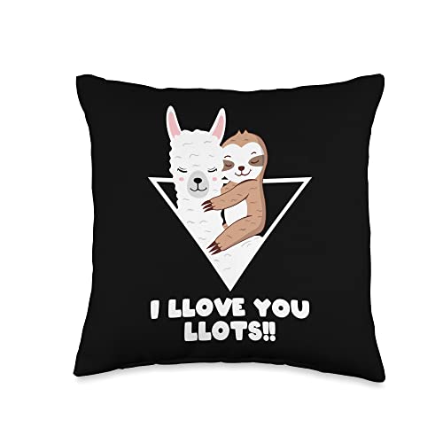 Llama I LLOVE YOU LLOTS Funny Cute Llama Sloth Gift Throw Pillow