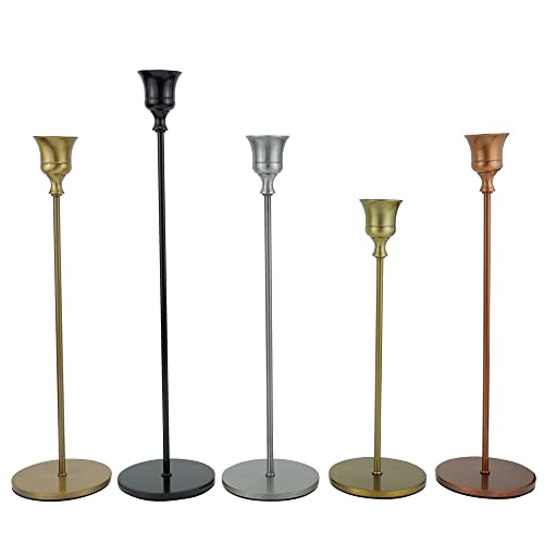Ptuiase Metal Pewter Candle Holder For Pillar Candles（10.6 Inch Tall Candlestick Holders, For 1/2-1 Inch Taper Candles Diameter Each） #TOP3