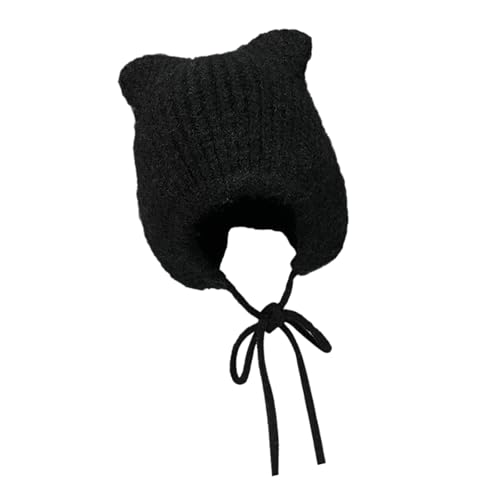 Bear Ears Shape Hat Stage Performances Hat Soft Sister Lolitas Hat Ponytail Hat for Women and Girls Warm