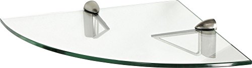 IB-Style - Mensola in Vetro | 12 variazioni | Angolo Mensola - 250 x 250 x 8 mm Satinato + Clips Triangolo Acciaio Inossidabile