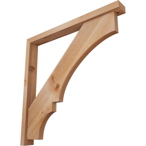 4"W x 38"D x 38"H Balboa Block Rough Sawn Bracket w/Offset Brace, Western Red Cedar