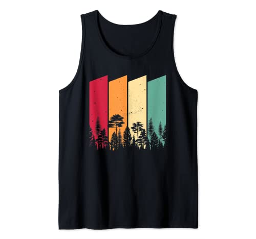 Outdoor Retro Bosque Árboles Naturaleza Camping Camiseta sin Mangas