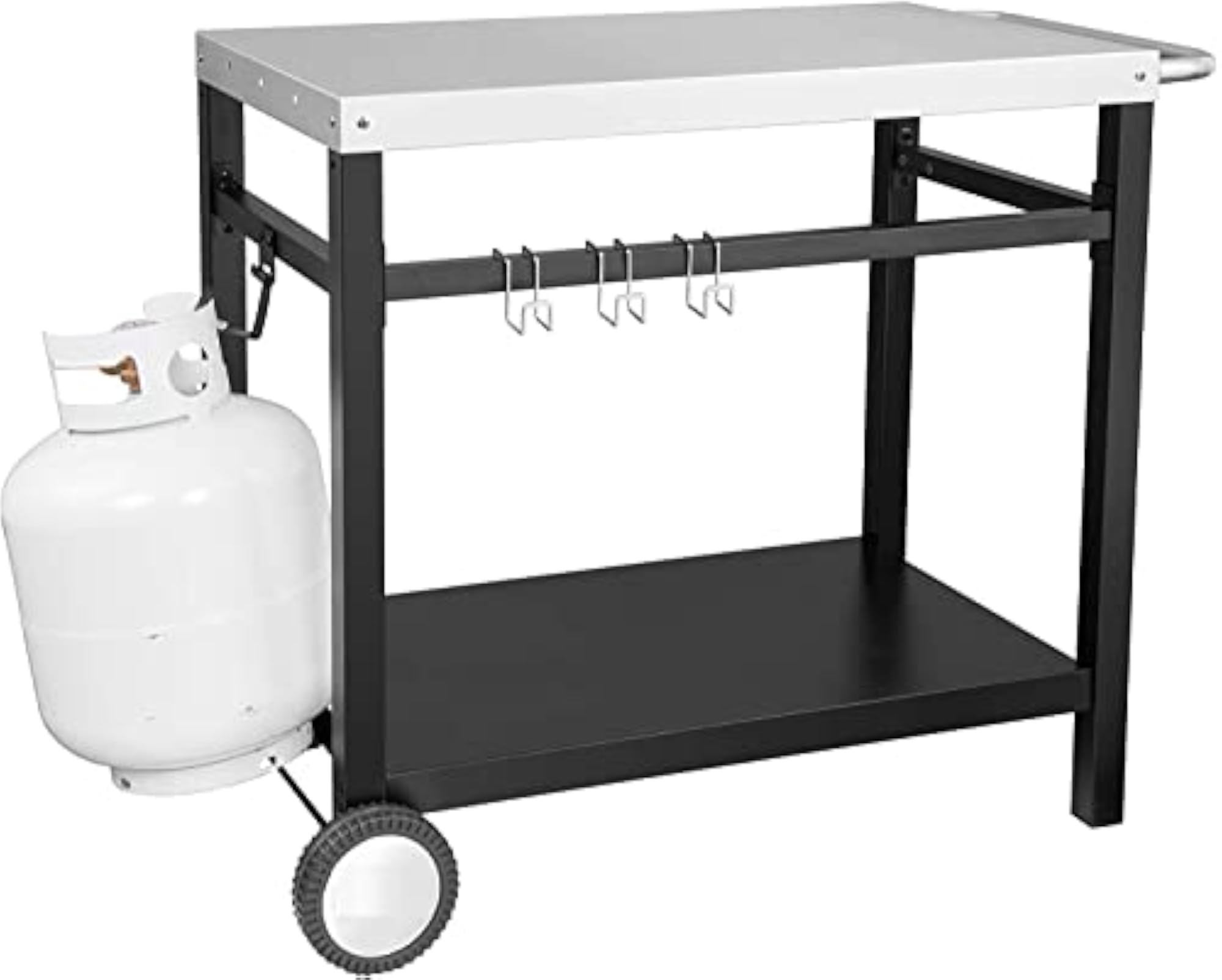Double-Shelf Movable Dining Cart Table, Stainless Steel Worktable