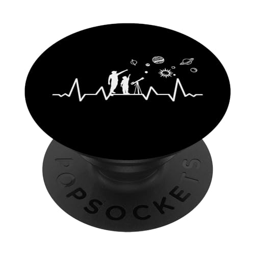 Telescopes Binoculars planets science heartbeat astronomy PopSockets Adhesive PopGrip, Black