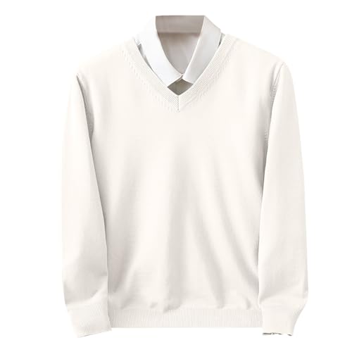 Men's V Neck Lightweight Knit Sweater Long Sleeve Pullover Thin Soft Classic Preppy Basic School Uniform Style 2025