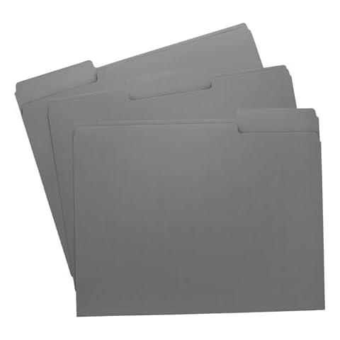 Grey File Folders, 1/3-Cut Tabs, Letter Size, 12-Pack - Durable Office Filing Folders for Documents, Papers, and Organization Cover