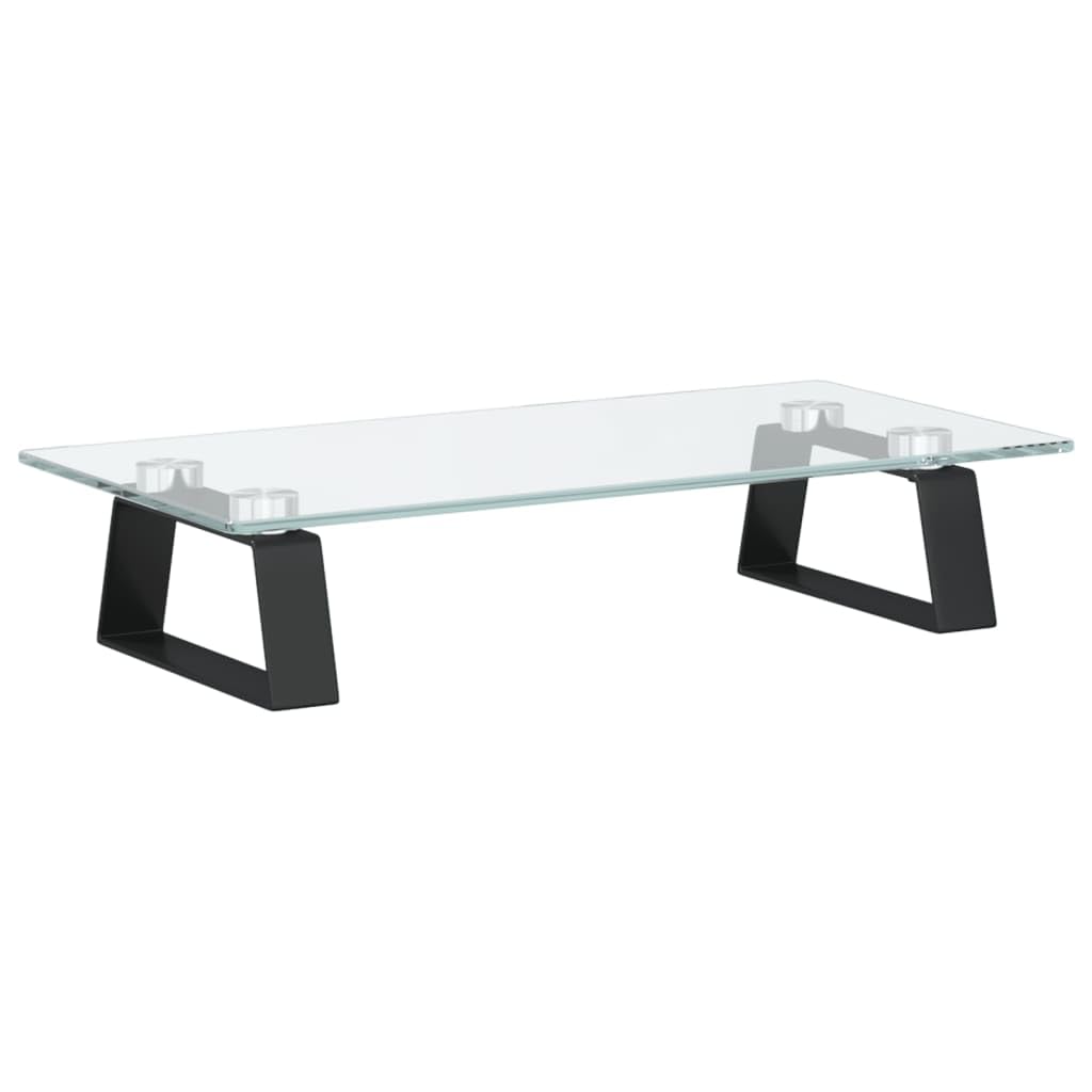 Vidaxl Black Monitor Stand, Display Stand For Laptops And Monitors, Computer Stand For Home Office, Monitor Stand Riser, Tempered Glass And Metal