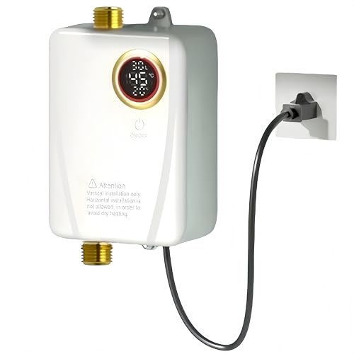 Tankless Water Heater Electric, 110V 3000W Hot Water Heater Under Sink, Portable On Demand Instant Water Heaters with Digital Display, 1/2' NPT, Easy to Install for Camping Kitchen RV