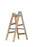 DRABEST - Escalera de Madera - para Trabajos de Pintura - 2X 3 peldaños - m de Largo - hasta 150 kg - Altura de Trabajo 0, con Ganchos para Cubos