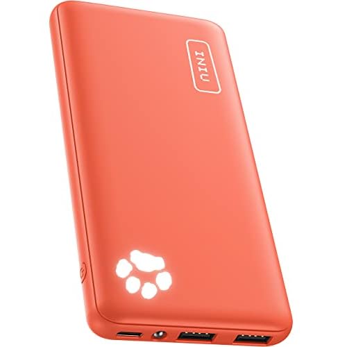 INIU Portable Charger, Ultra Slim 45W Fast Charging with Attached USB C Cable, 10000mAh Power Bank Battery Pack, Travel Essential Phone Powerbank for iPhone 17 16 Samsung S25 Google, Beige M