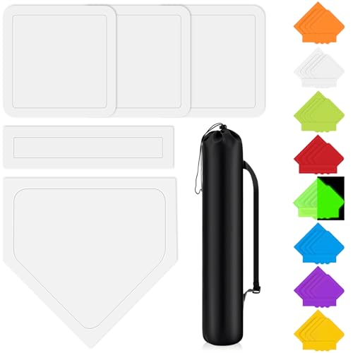 Hiboom 5-Piece Baseball Softball Base Set with Bag