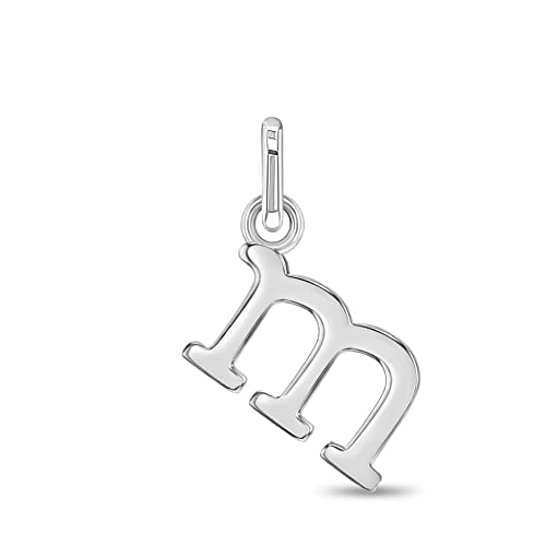 In Season Jewelry Small Letter Name Initial Charms - 925 Sterling Silver Hypoallergenic Alphabet Charms for Kids & Teens - Perfect for Bracelets - Gift Box Included - Letter M, 7mm x 8mm