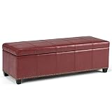 SIMPLIHOME Kingsley 48 inch Wide Transitional Rectangle Lift Top Storage Ottoman in Upholstered Radi