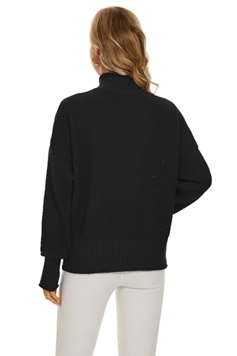 Women's 100% Cotton Turtleneck Oversized Sweaters 2024 Loose Long Sleeve Pullover Batwing Knit Jumper4