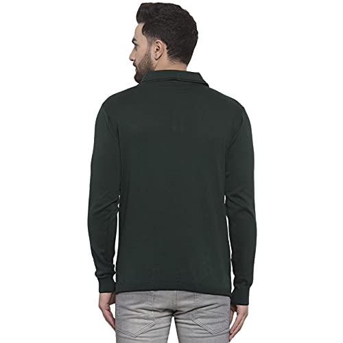 Image of Kalt Mens Basic Solid Full Sleeves Polo Cotton Blend Knitted Regular Fit Polo-Neck T-Shirts with Collar Stylish