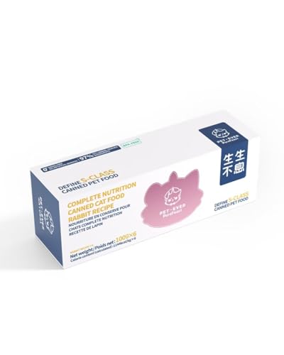 PET-EVER PureFeast Rabbit Recipe Wet Cat Food, Grain Free - BPA Free - Natural Raw Cat Pate Food (Pack of 6) 3.5 Ounce Cans