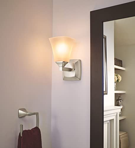 Image of Moen YB5161BN Voss 1-Light Dual-Mount Bath Bathroom Vanity Fixture with Frosted Glass, Brushed Nickel (Pack of 2)