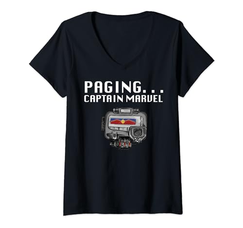 Image of Captain Marvel Paging Captain Marvel V-Neck T-Shirt