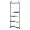 6 Tier Slim Storage Cart Kitchen Storage Rolling Cart Narrow Spices Cans Cart with Wheels Laundry Lockable Utility Cart with Baskets for Small Space Kitchen Bathroom