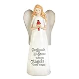 Dicksons Cardinal Birds Appear Angel Near Red 6 inch Resin Table Top Figurine