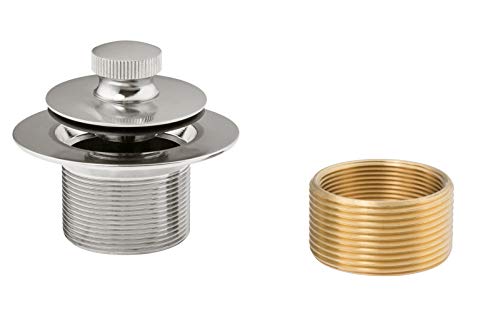 Artiwell Lift & Turn Tub Trim Set With Two-Hole Overflow Faceplate, All Brass Bathtub Conversion Kit Assembly With 2-Hole Overflow Face Plate And Universal Fine/Coarse Thread (Brushed Nickel) #TOP2