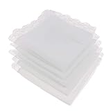 MATERIAL: 100% Baumwolle 5pcs 100% Baumwolle Weiß Taschentücher Spitze Stofftaschentücher Herrentaschentücher Damentaschentücher