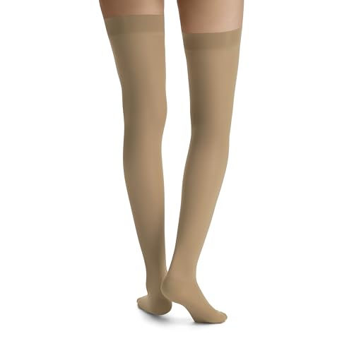 Image of JOBST UltraSheer Compression Support Thigh High 20-30mmHg w /Silicone Dot Band Closed Toe, L, Sun Bronze - 119134