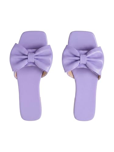GORGLITTER Women's Bow Flat Sandals Dressy 2026 Wedding Cute Slide Shoes