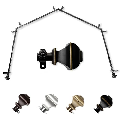 Phife 13/16' 4-Sided Bay Window Curtain Rod - Black