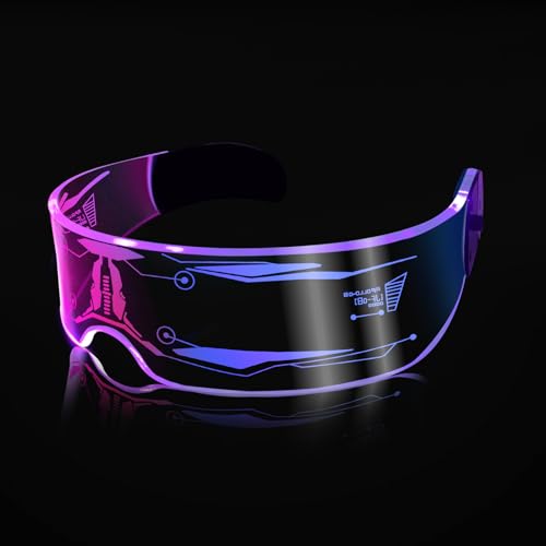 ownmysty LED Glasses Rave Outfits for Women Men 5 Model 7 Color Rave Accessories for Valentines Day Alien Costume Cosplay Cool Stuff Futuristic Tech Gadgets Cyberpunk Space Smart Glasses