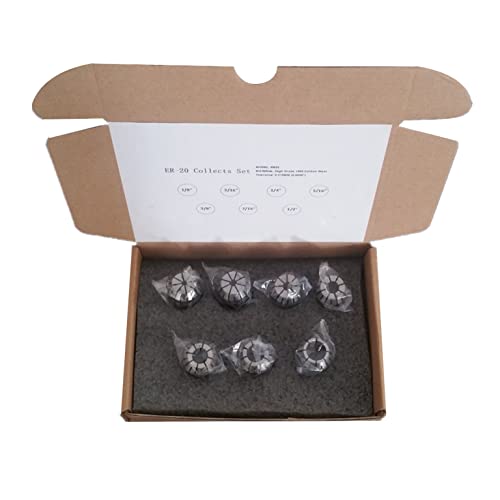 mitoharet 7-Pack ER20 Collet Set 1/8in to 1/2in
