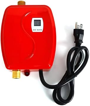 Tankless Water Heater - 3000W Mini Electric Instant Water Heater with LCD Display for Home Kitchen Washing 110V, Under Sink Plug in Water Heaters Red, Instant Hot Water Heater