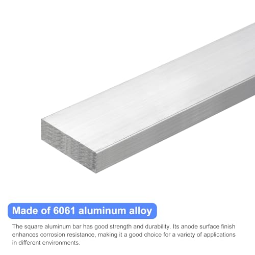 Image of uxcell Square Aluminum Flat Bar, 9 /16 inch Thick 2 inch Width 10 inch Length Square Aluminum Bar 6061 Aluminum Flat Plate, 15 x 50 x 254mm T6511 Solid New Mill Stock for Industrial Building