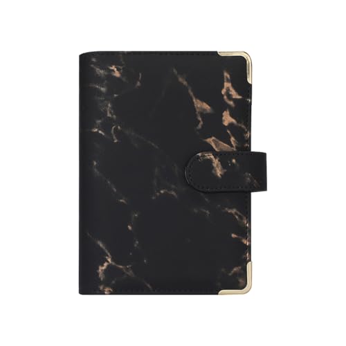 LiangYuanZen Binder Budget Notizbuch A6, 6 Löcher Budget mit Binder Taschen Budgetblätter, Etikettenaufklebern, Weiches Lineal Ringbuchordner,Geldplaner, Cash Stuffing. (black)