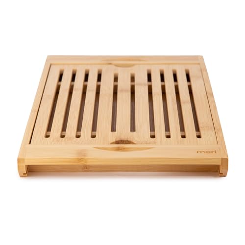Tábua de corte e bandeja coletora de migalhas para pães e bolos, de bambu - MR1165 - mori